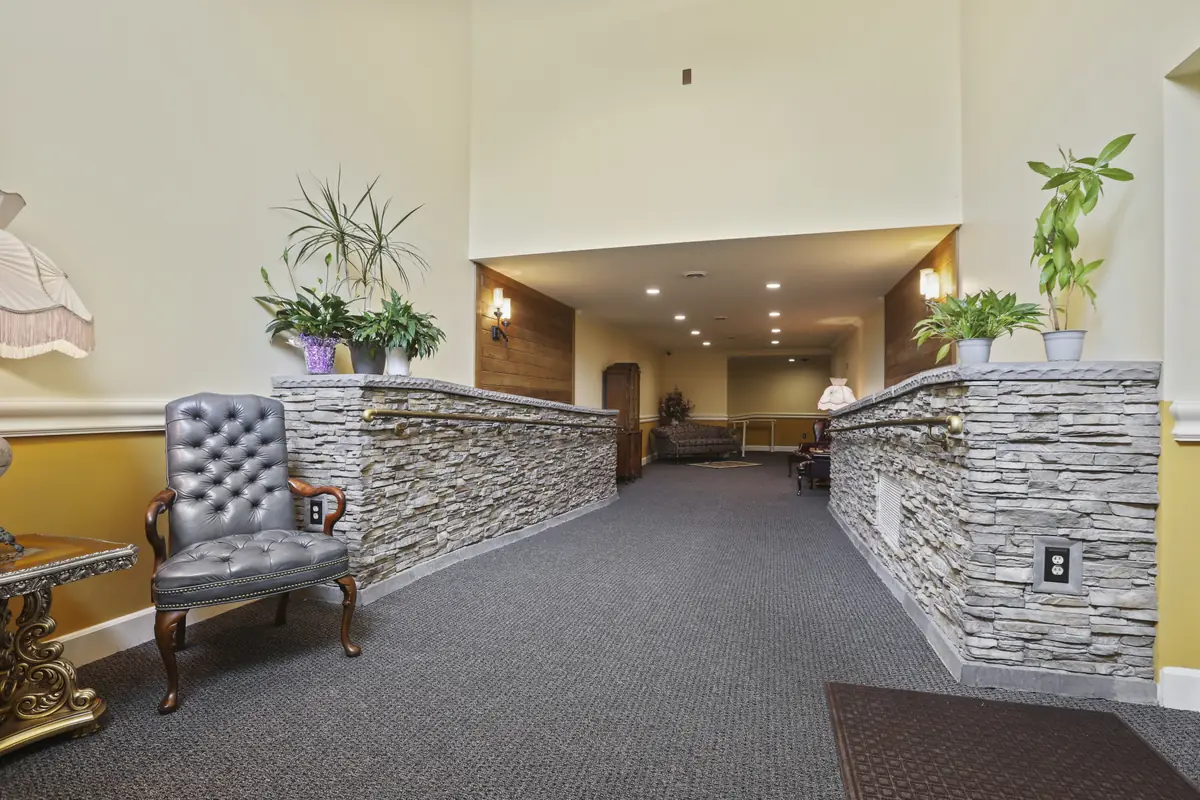 Hallway view from parking entrance
